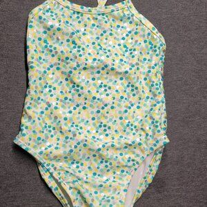 Infant girl bathing suit, Crazy Eight, size 18-24 mos. Green and yellow, good co